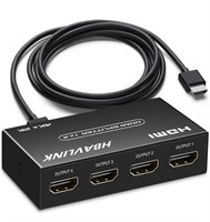 ($33) HDMI Splitter 1 in 4 Out 4K, HBAVLINK 4