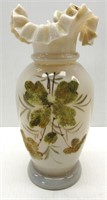 Bristol Glass Fenton Style Hand Blown Vase 8.5"T
