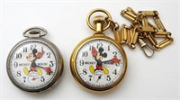 (2) BRADLEY MICKEY MOUSE POCKET WATCHES