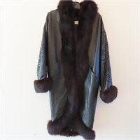 Lillie Rubin Fur timmed leather coat