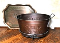 Metal Drink Bucket on Stand & Tray