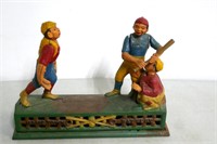 Cast Iron Mechanical  Bank "Home Town Battery" 10"