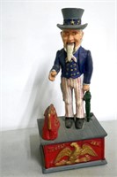 Cast Iron Mechanical  Bank "Uncle Sam" 11 1/2"T