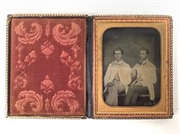 Quarter Plate Ambrotype 2 Men w Leather Case