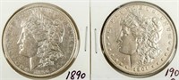 Coin 2 Morgan Silver Dollars 1890 & 1901-O