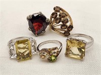 Silver Rings Gemstones & Paste