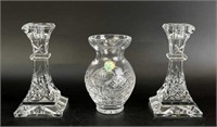 Waterford Crystal Vase and Candlesticks