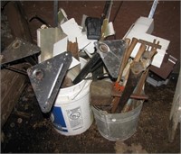 Group of gutter corners and pieces, limb cutters,