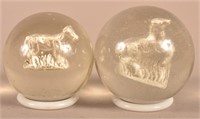 Antique German Cow and Horse Sulphide Marbles.