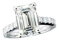 14k Gold 6.53 ct Emerald Cut VS Lab Diamond Ring