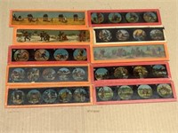 10 VTG MAGIC LANTERN GLASS SLIDES