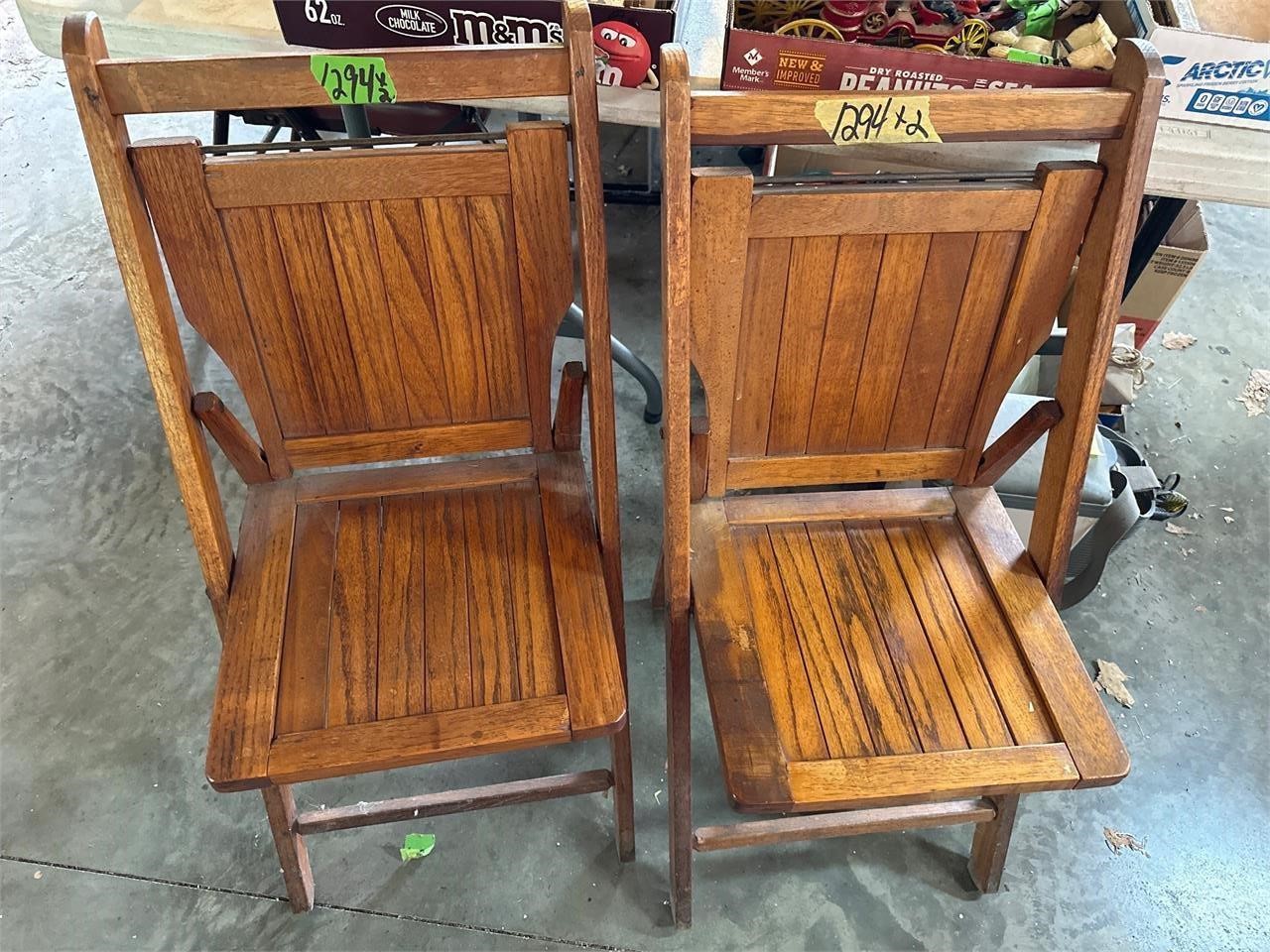 2 Folding wood chairs