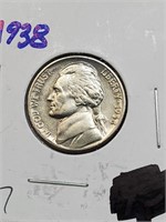 BU 1938 Jefferson Nickel