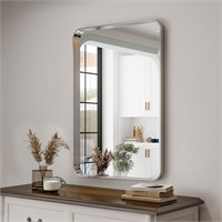 $60  Silver Bathroom Mirror  30x22 Inch  Aluminum