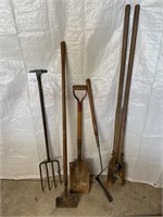 Read post hole, digger potato, fork, other tools