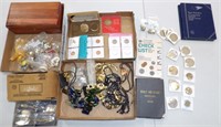 Misc. Tokens, Earrings, Empty Coin Books: As-Is