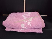 Queen Pink Floral Reversible Coverlet