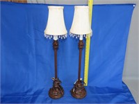 Pair of Decorated Lamps