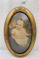 Ornate Framed Bubble Glass Baby Portrait