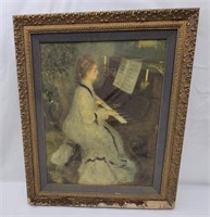 Lady At Piano Renior Print/ Frame Damaged