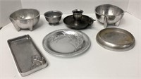 Aluminum Bowls, Trays and Candleholder