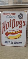 Metal sign 12 x 16"  Hot Dogs