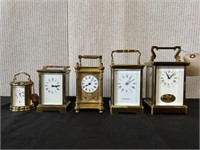 5pc Assorted Carriage Clocks