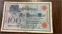 1908 Germany Reichs Bank Note 100
