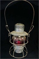 Penn central railroad lantern with red globe