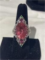 Pink Topaz Ring - 925 with amethyst