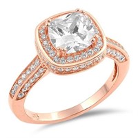 Rose Gold Cushion Cut 5.01ct White Sapphire Ring