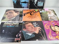 Dolly Parton and Johnny Cash vinyl records in