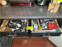 TWO DRAWERS OF MISC KITCHEN UTENSILS