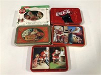 5 TINS OF COCA COLA PLAYING CARDS