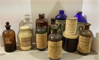 Large collection of antique medical bottles -