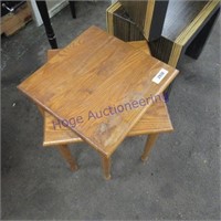 Pair wood end tables, 15.5" square
