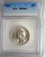 1963 Quarter ICG MS66+ LISTS $125