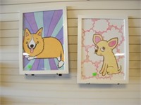 (2) FRAMED DOG ART PRINTS