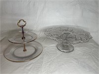 Footed glass cake stand /tiered serving plate