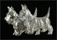 Sterling silver vintage scottie dogs pin,