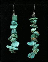 Turquoise irregular bead shepherd hook earrings