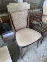 Mid-Century High Back Cane/Metal/Wood Side Chair