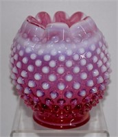 Vintage Fenton Cranberry Hobnail Opalescent Vase