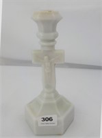 Vintage Milk Glass Crucifix Candle Holder