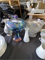 Carnival & Pressed Glass Pedestal Dishes.