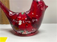 Vtg Ruby Red glass bird&shotglass