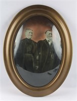 OVAL CONVEX GLASS FRAME WITH HAND COLORED PORTRAIT
