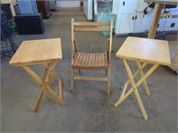 A Chair & Two Folding Tables