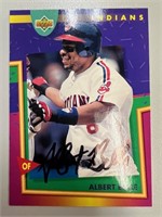 Indians Albert Belle Signed Card with COA