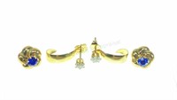 (2) Pairs 14k Yellow Gold Earrings